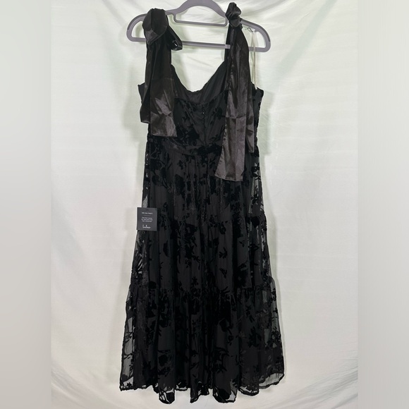 Lulus Sweet Essence Black Floral Burnout Velvet Tie-Strap Midi Dress - Picture 8 of 10